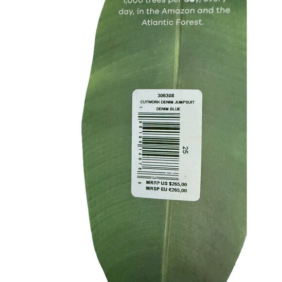 Farm Rio Womens Patchwork Denim Jumpsuit Size 25 Colorblock Design NWT - Picture 9 of 9